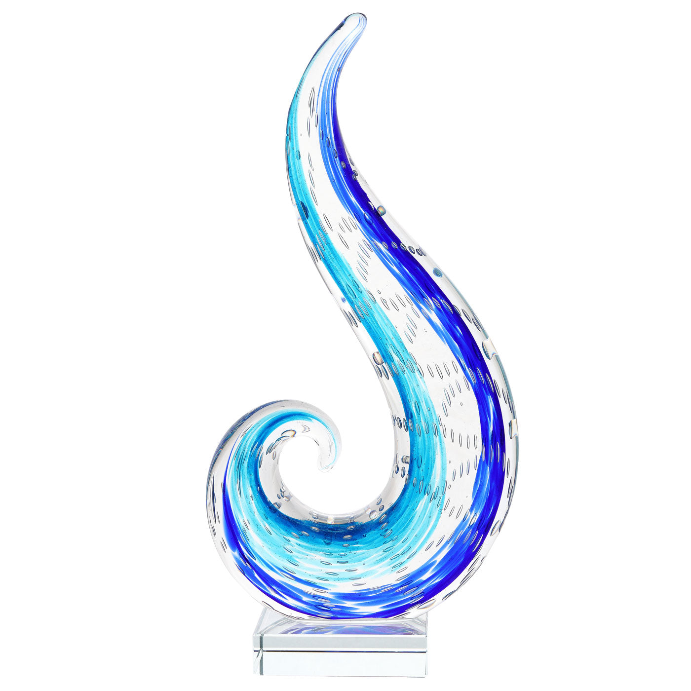 Blue Ocean Wave Glass Sculpture