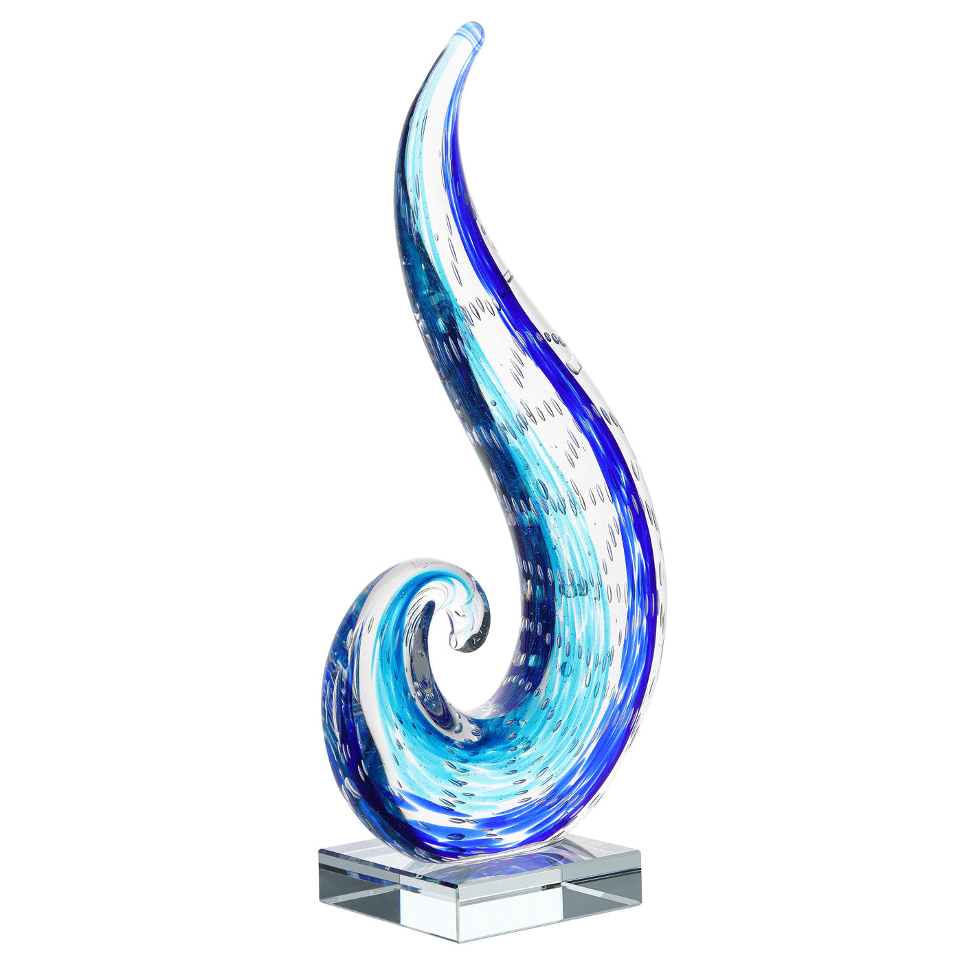 Blue Ocean Wave Glass Sculpture