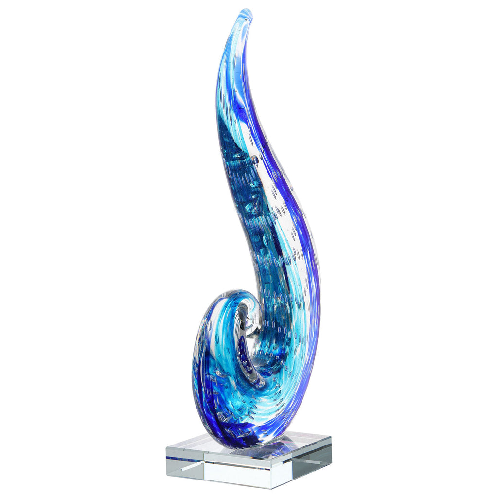 Blue Ocean Wave Glass Sculpture
