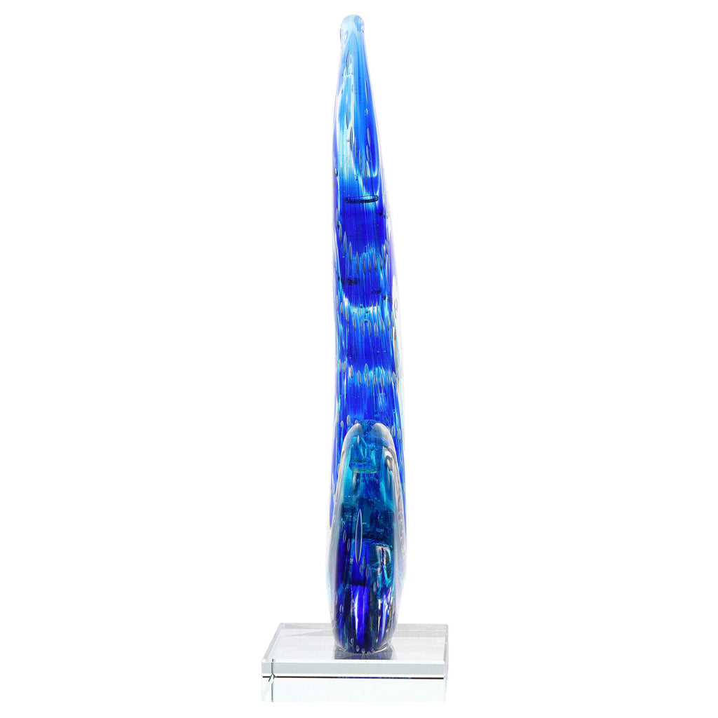 Blue Ocean Wave Glass Sculpture