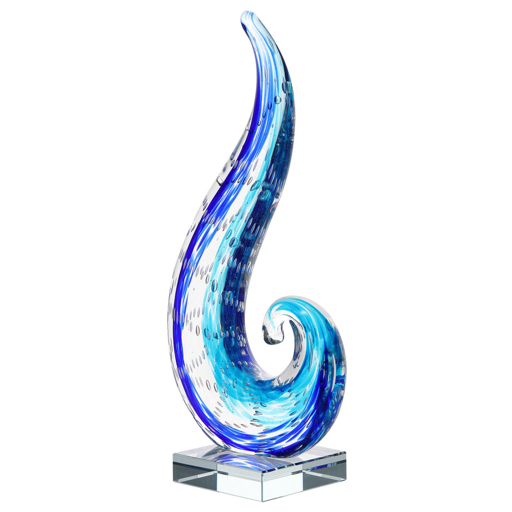 Blue Ocean Wave Glass Sculpture