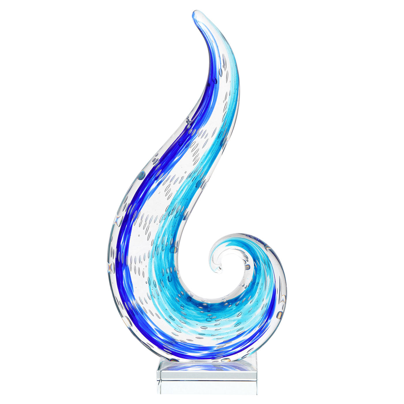 Blue Ocean Wave Glass Sculpture