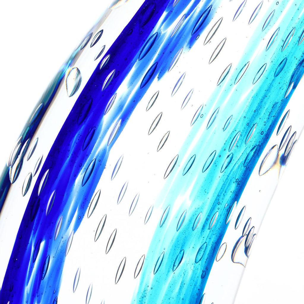 Blue Ocean Wave Glass Sculpture