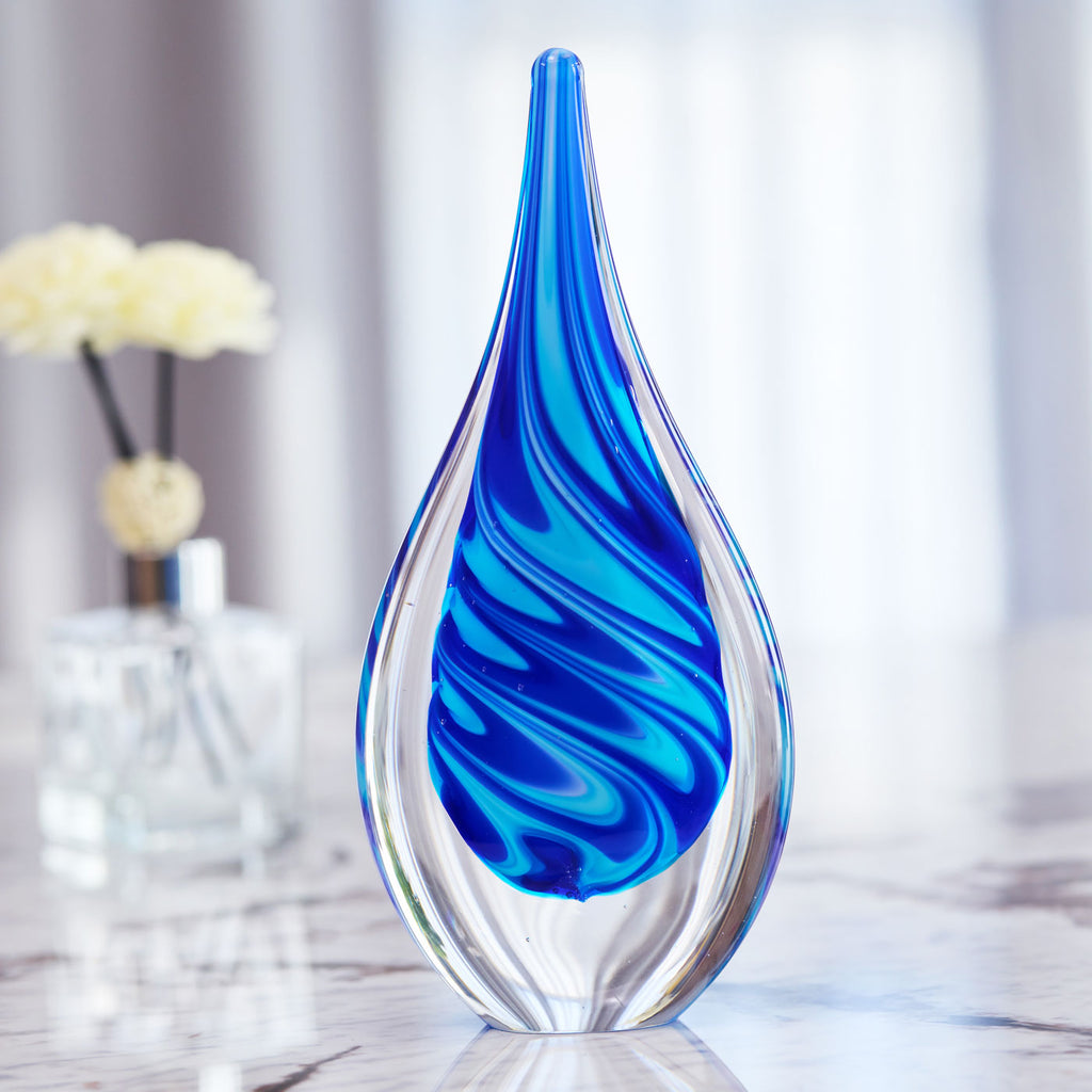 Swirl Wave Teardrop Glass Sculpture