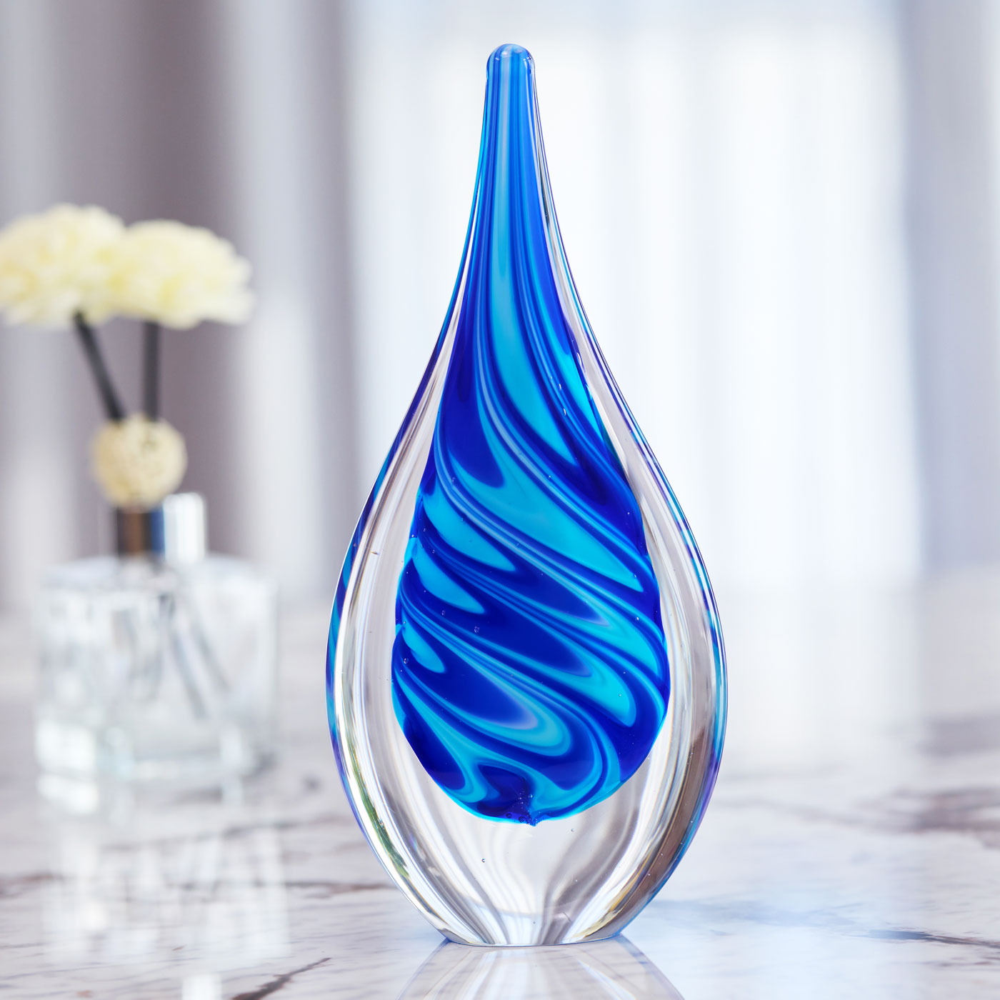 Swirl Wave Teardrop Glass Sculpture