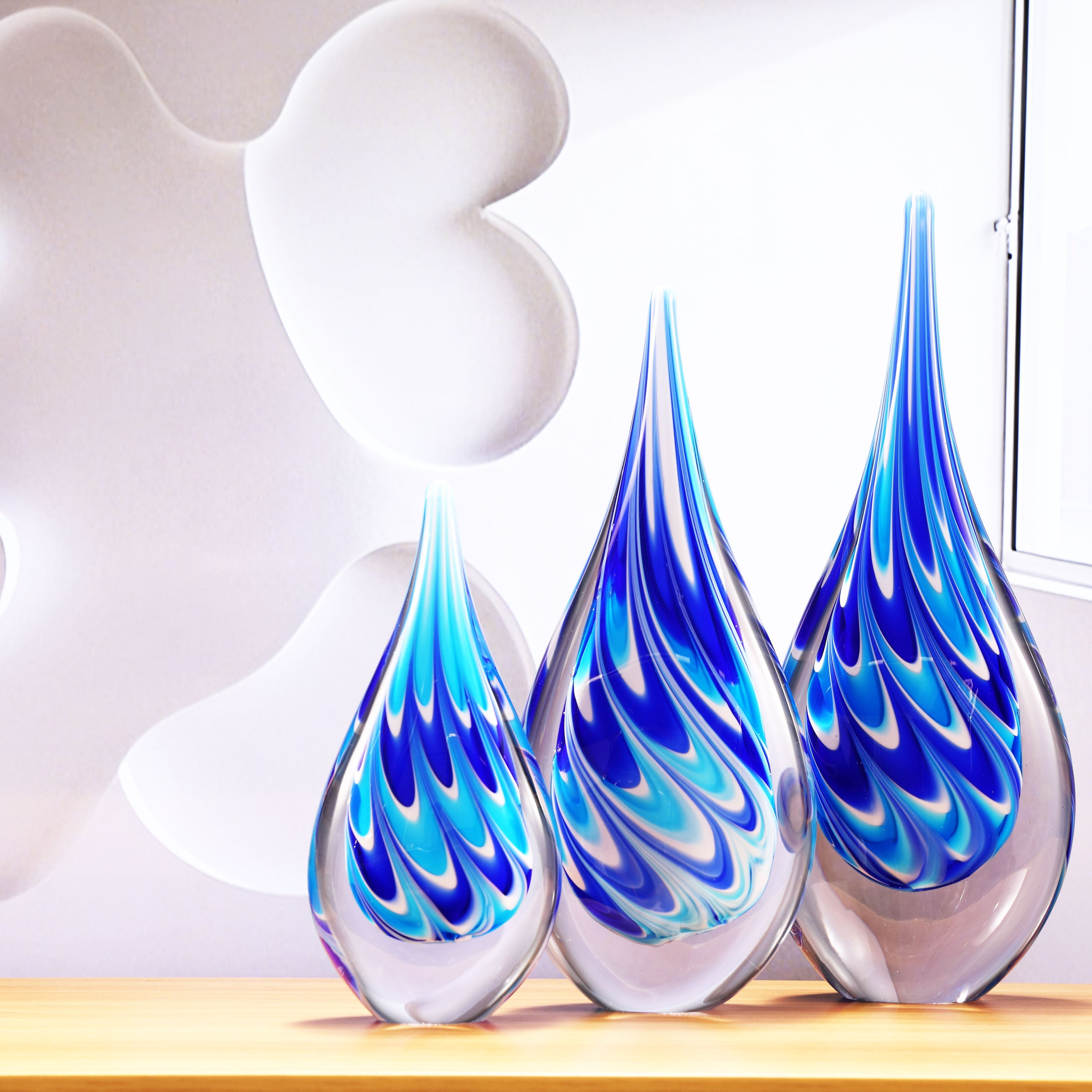 Swirl Wave Teardrop Glass Sculpture