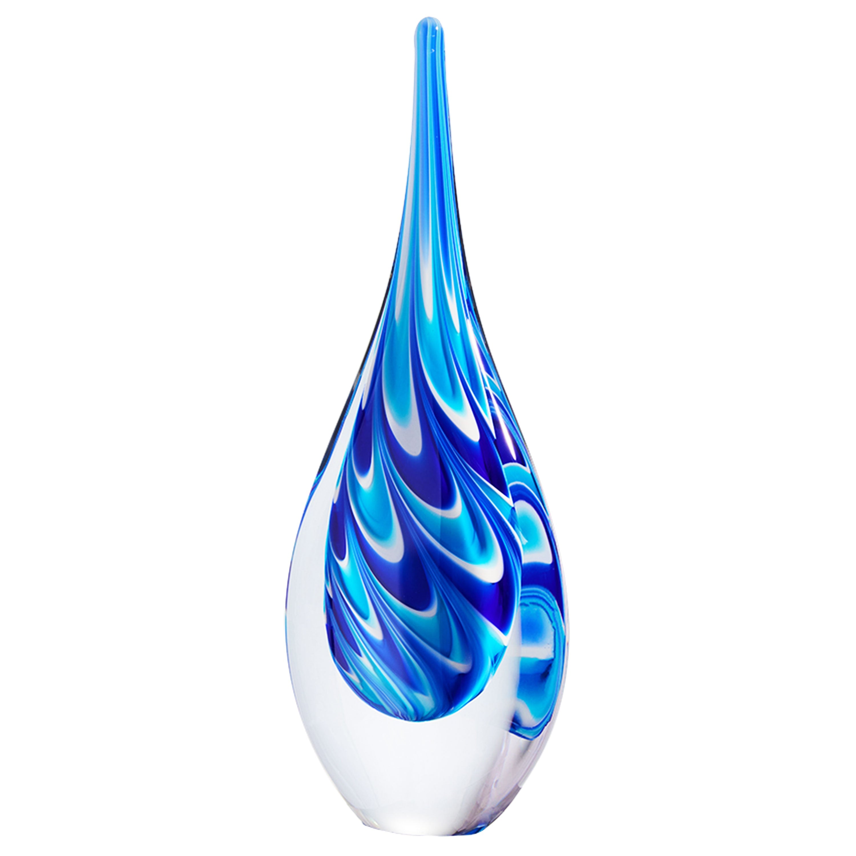 Swirl Wave Teardrop Glass Sculpture