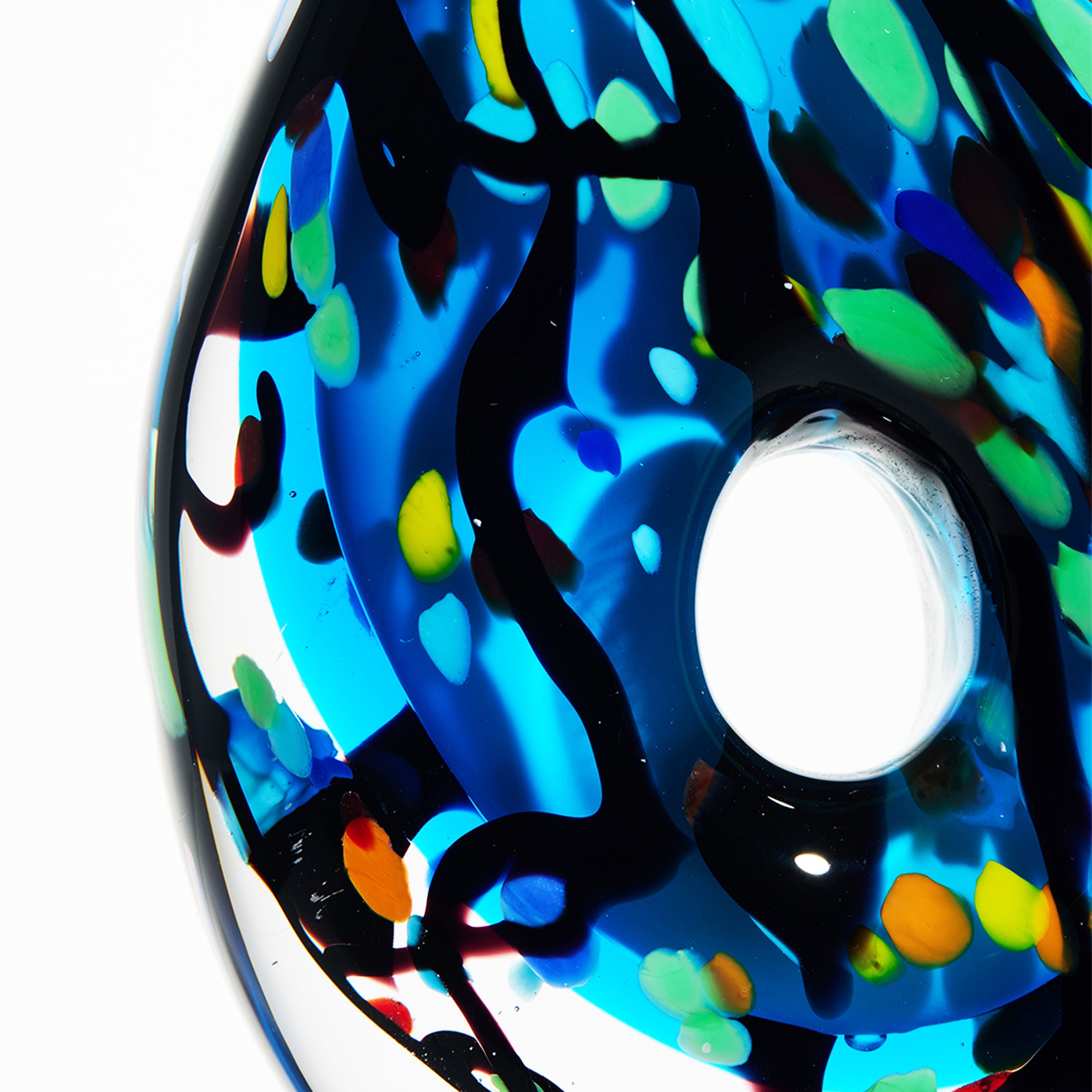 Abstract Blue Teardrop Glass Sculpture