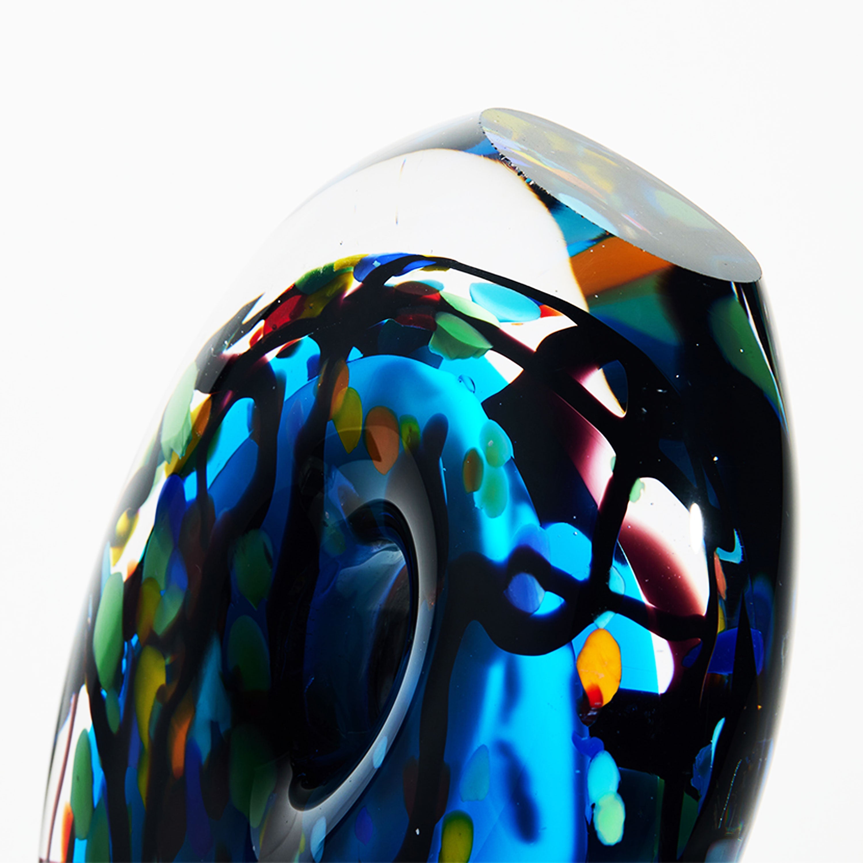 Abstract Blue Teardrop Glass Sculpture