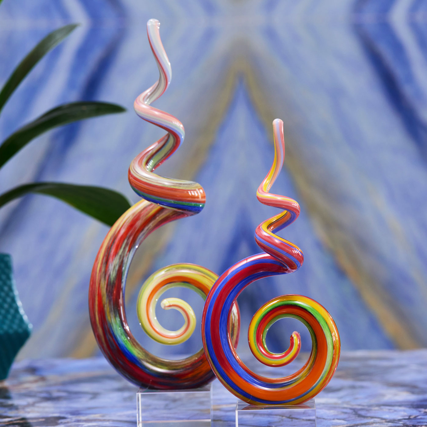 Rainbow Swirl Glass Sculpture