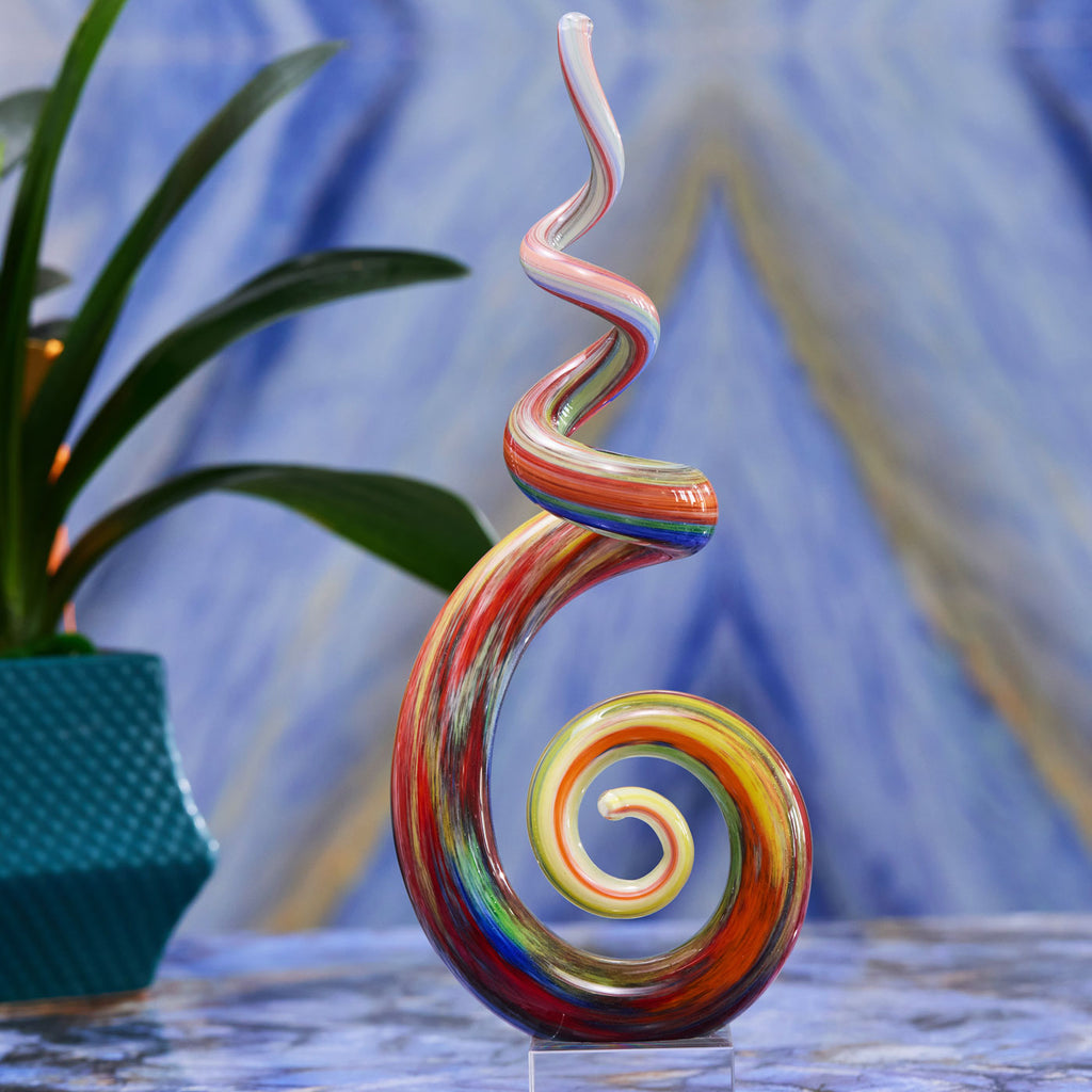 Rainbow Swirl Glass Sculpture