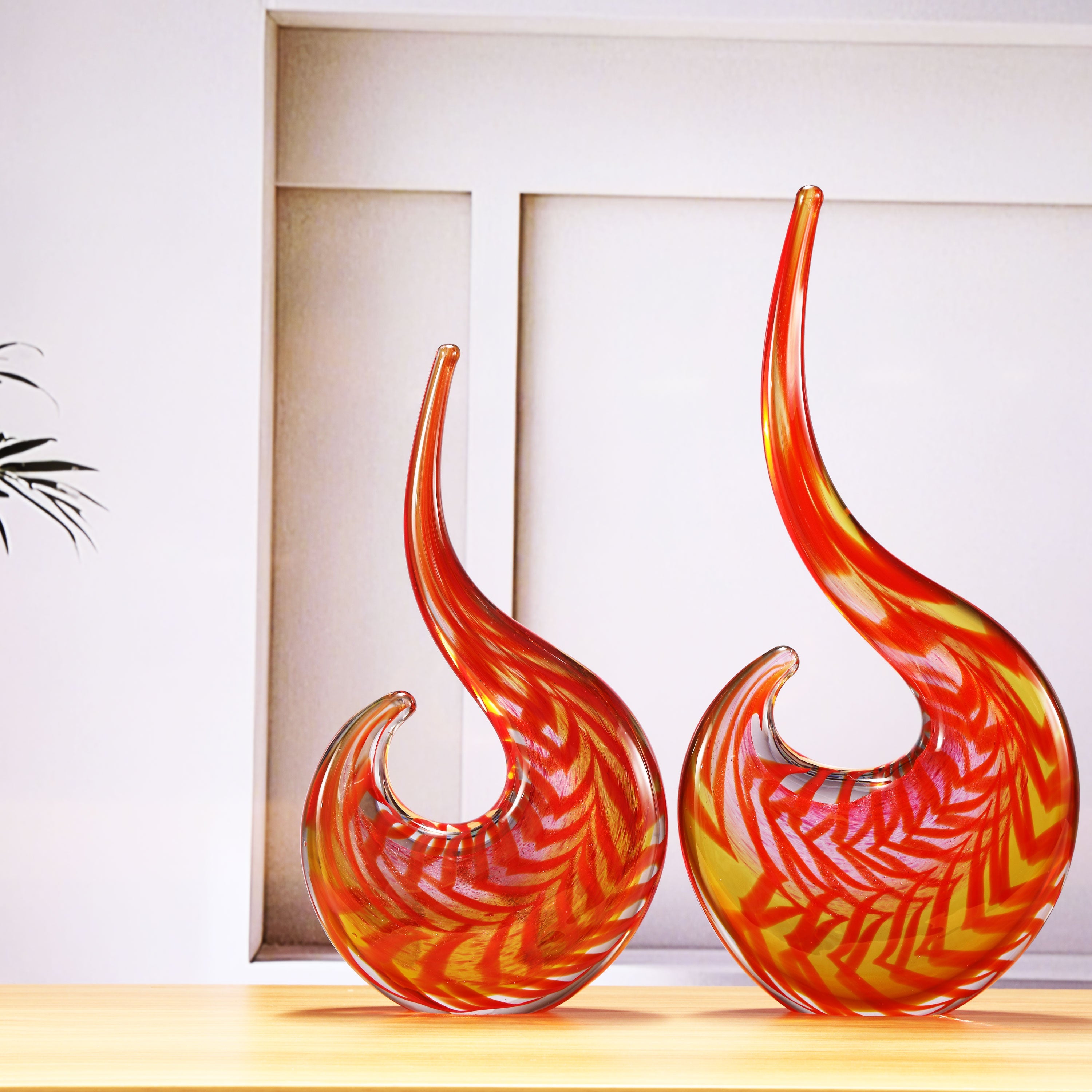Abstract Red Sommerso Glass Sculpture