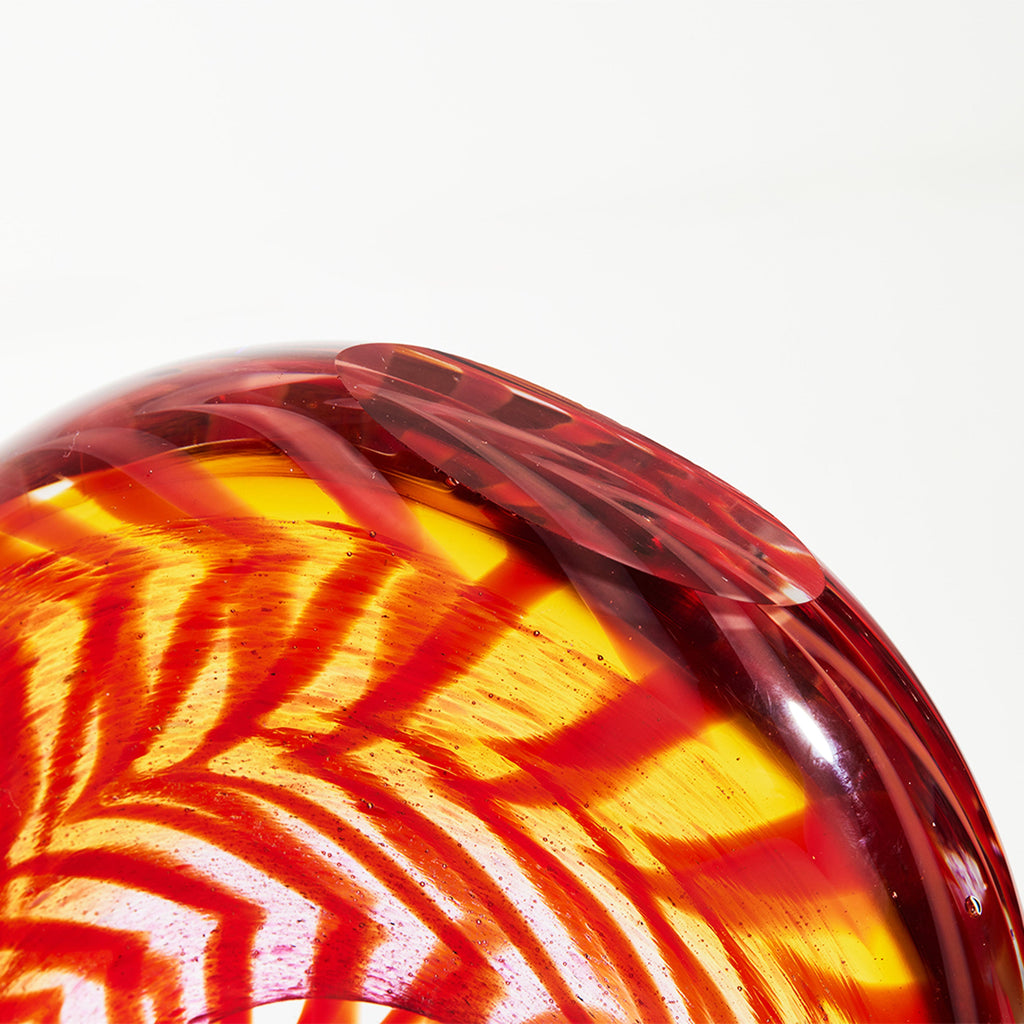 Abstract Red Sommerso Glass Sculpture