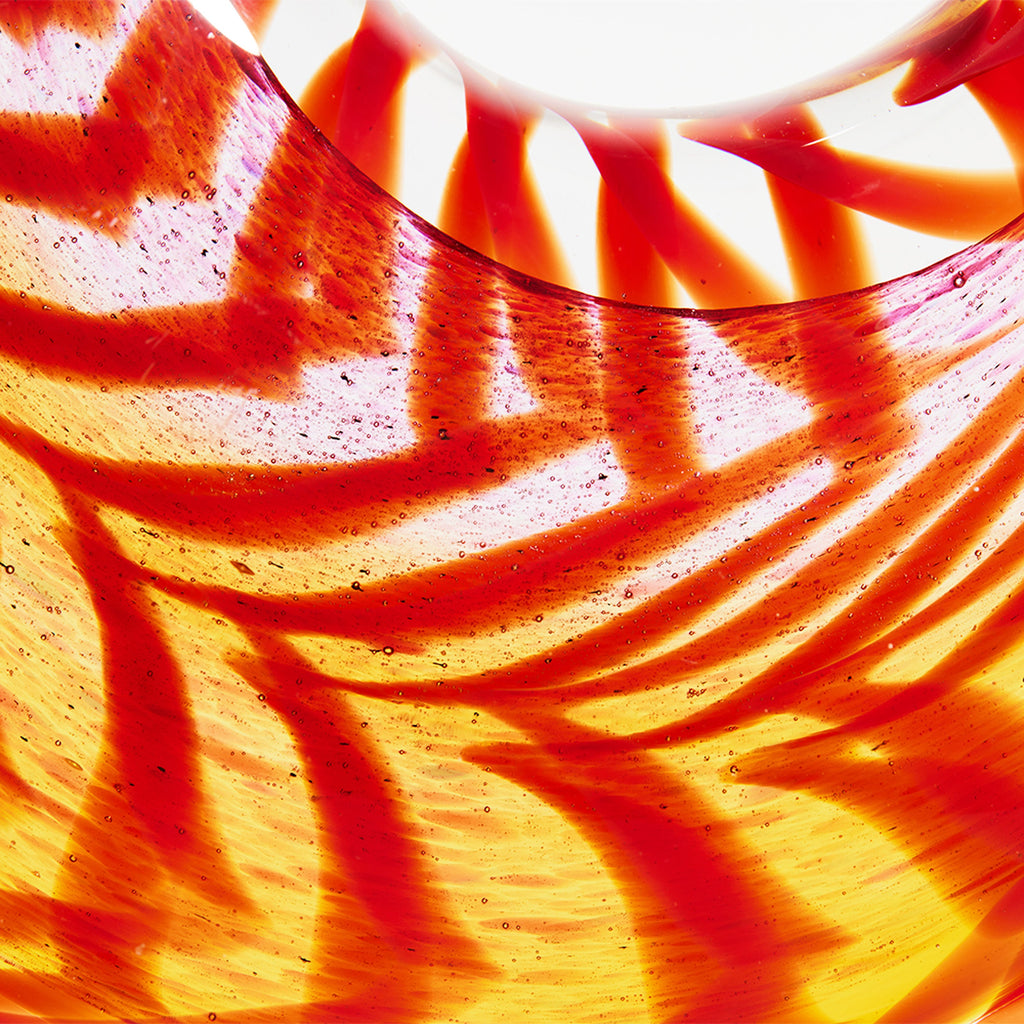 Abstract Red Sommerso Glass Sculpture