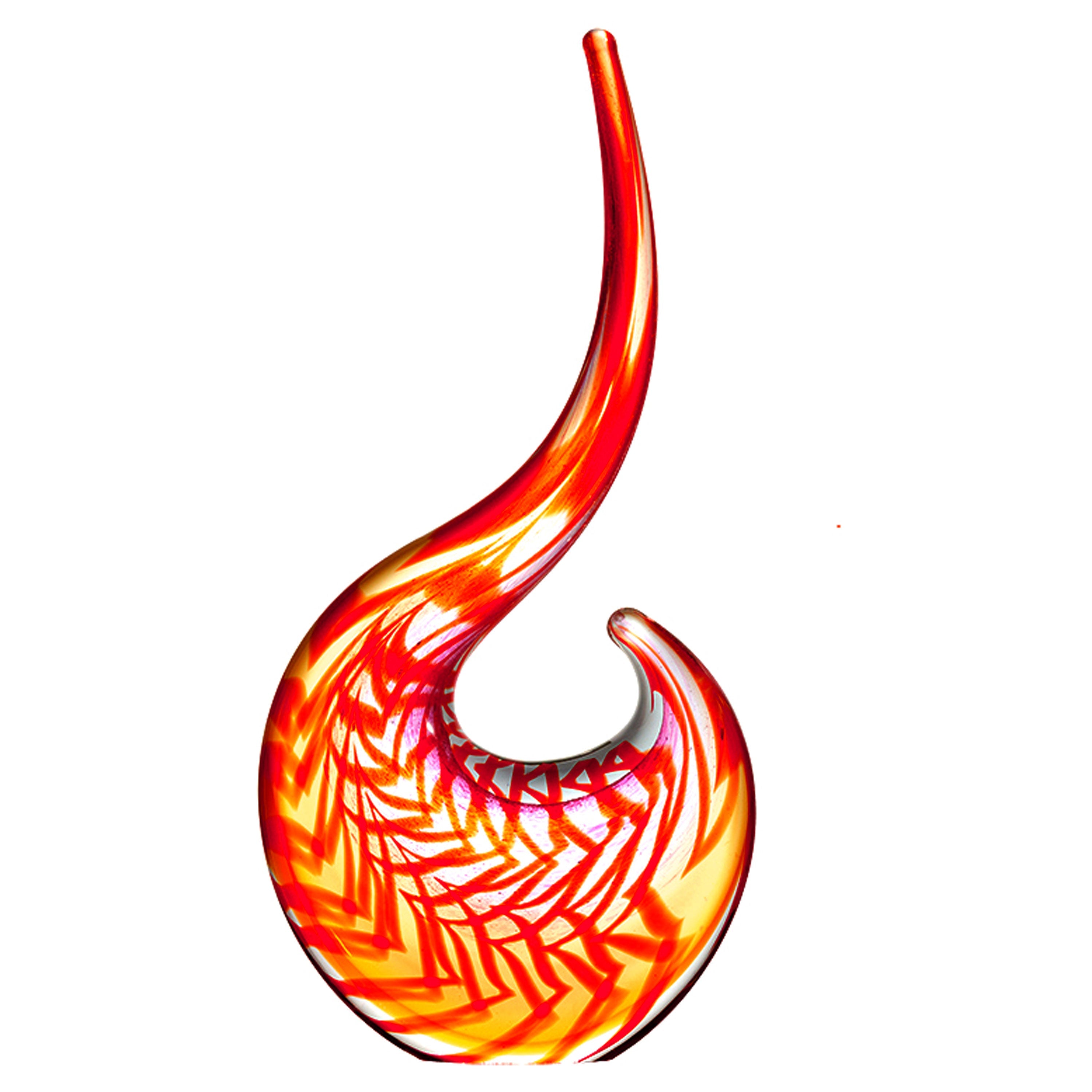 Abstract Red Sommerso Glass Sculpture