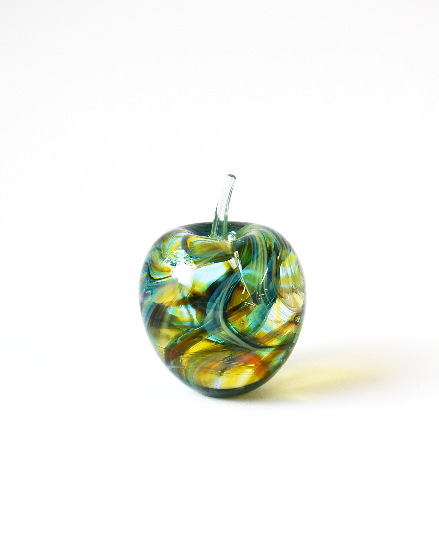 Blue & Green Swirl Glass Apple