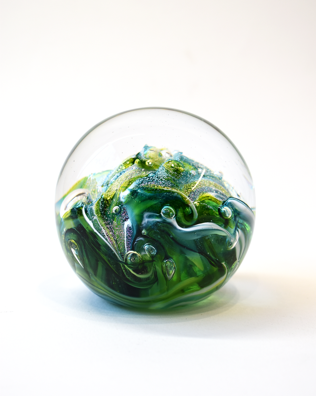 Green Nebula Glass Paperweight