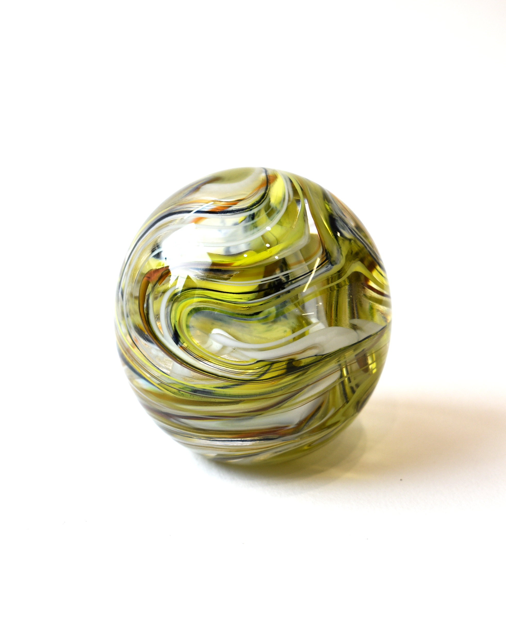 Lime Green Swirl Glass Paperweight