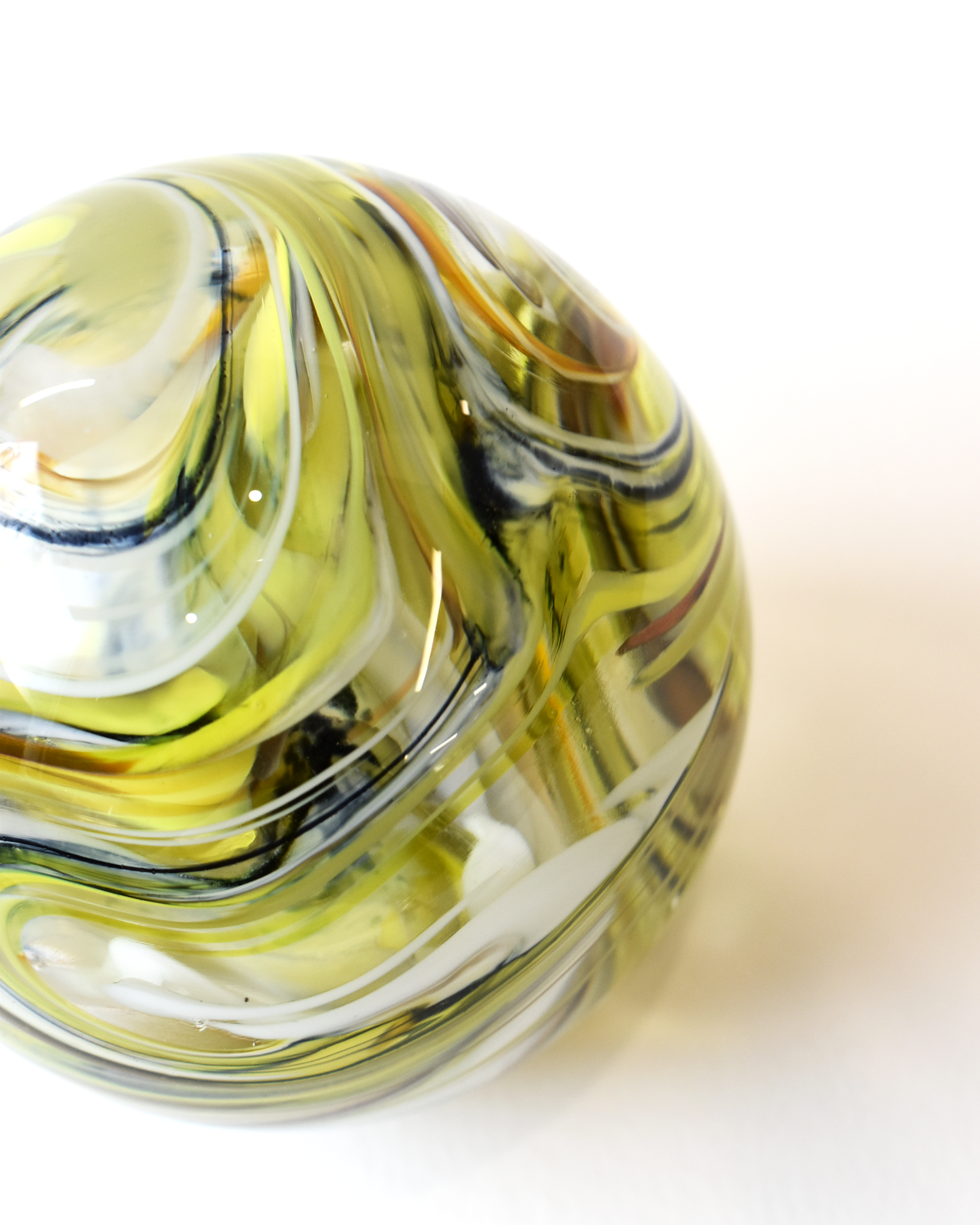 Lime Green Swirl Glass Paperweight