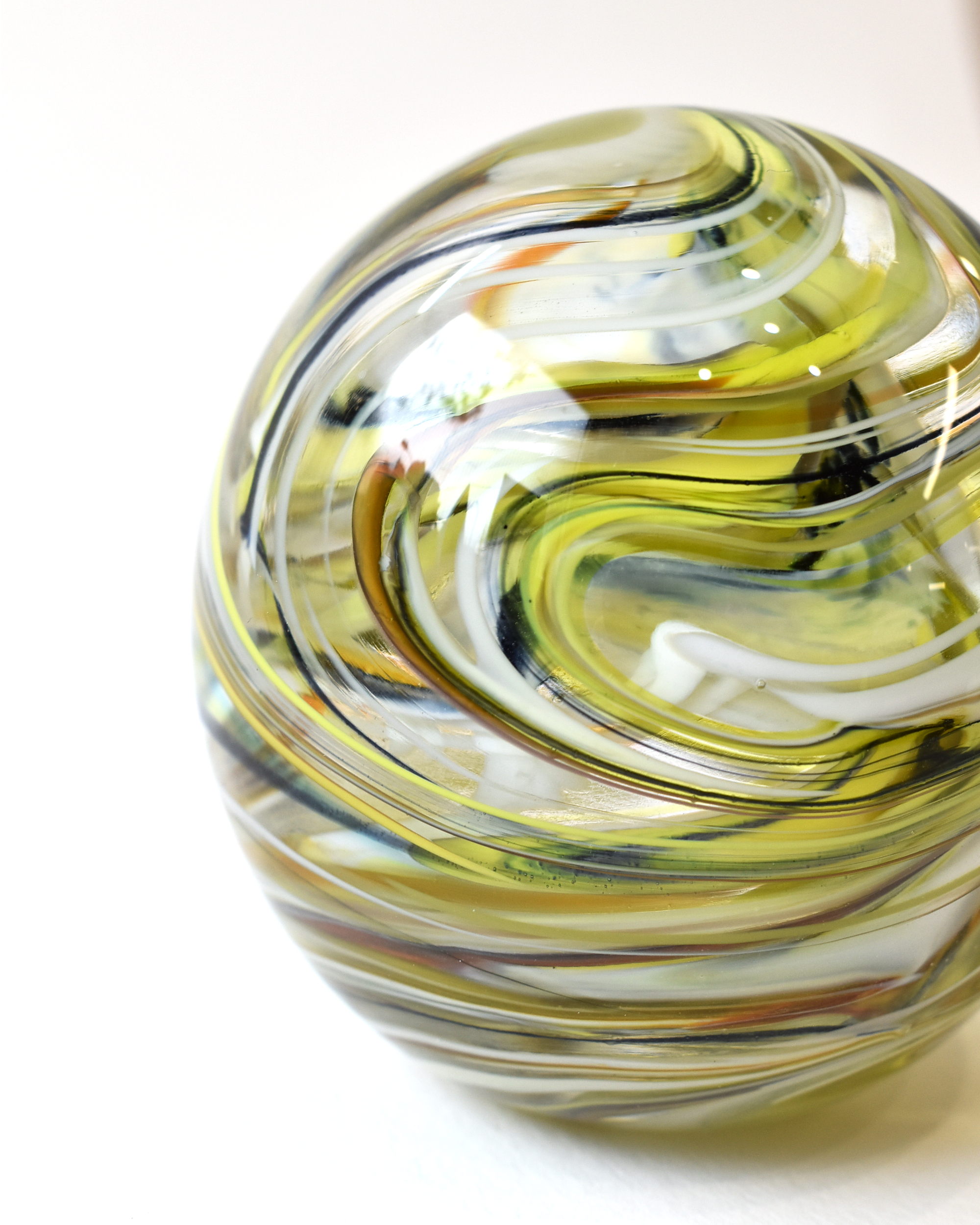 Lime Green Swirl Glass Paperweight