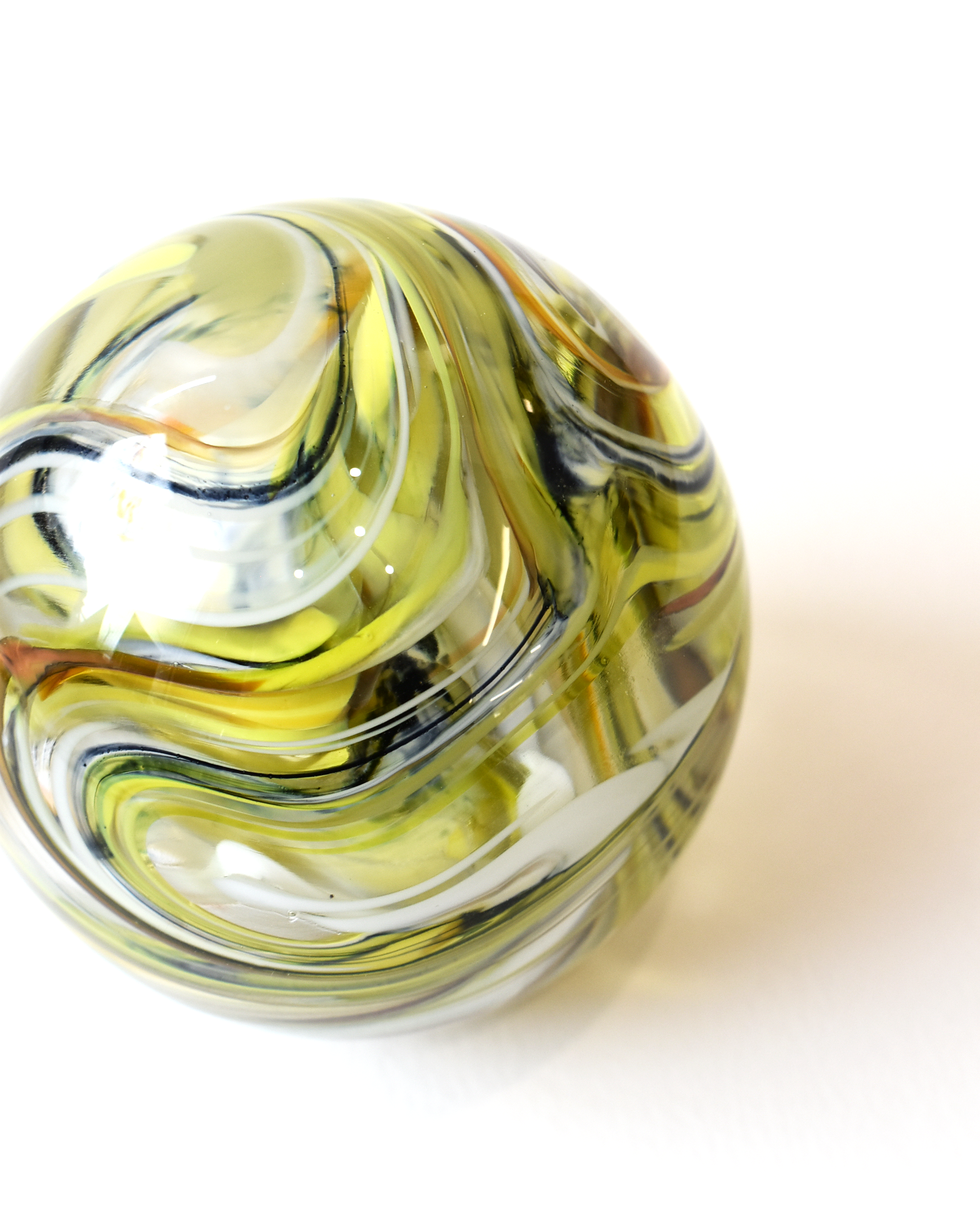 Lime Green Swirl Glass Paperweight