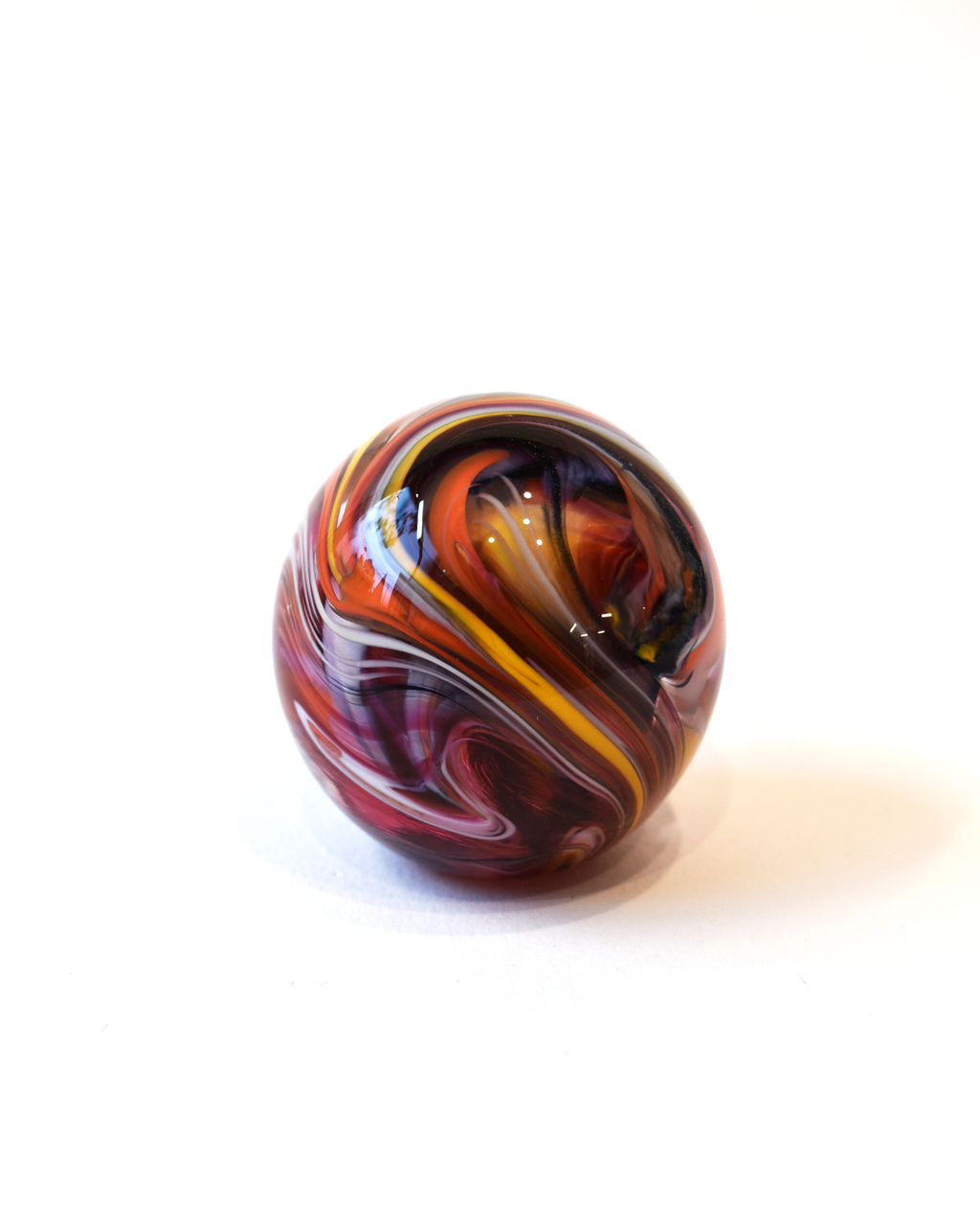 Pink & Amber Swirl Glass Paperweight