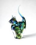 Rainbow Streak Blown Glass Cat