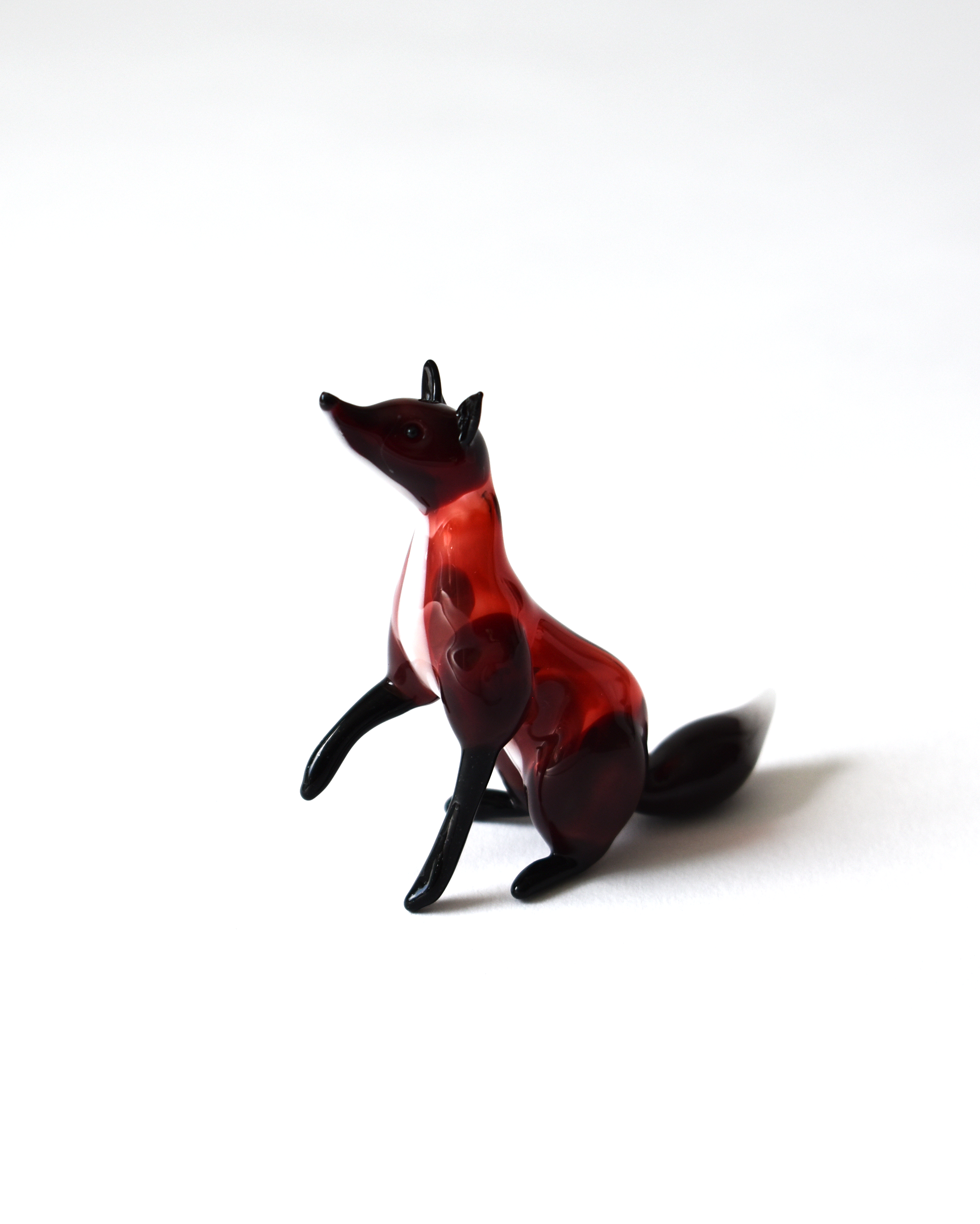 Little Sitting Fox Glass Sculpture