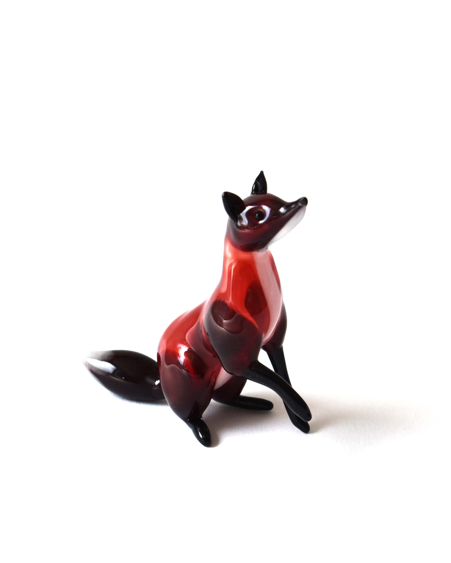 Little Sitting Fox Glass Sculpture