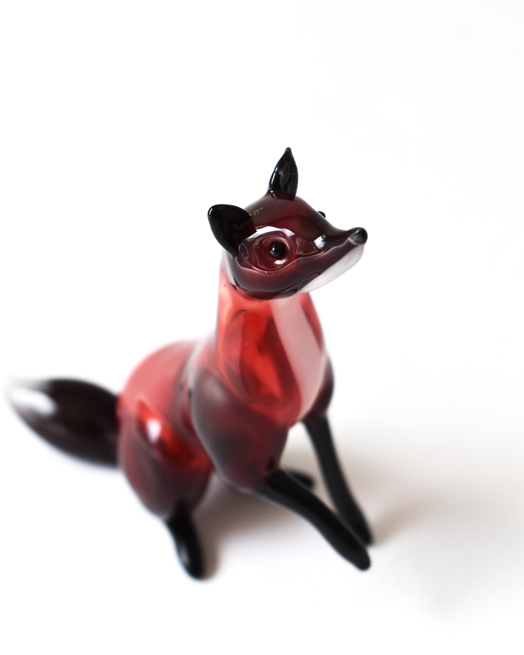 Little Sitting Fox Glass Sculpture