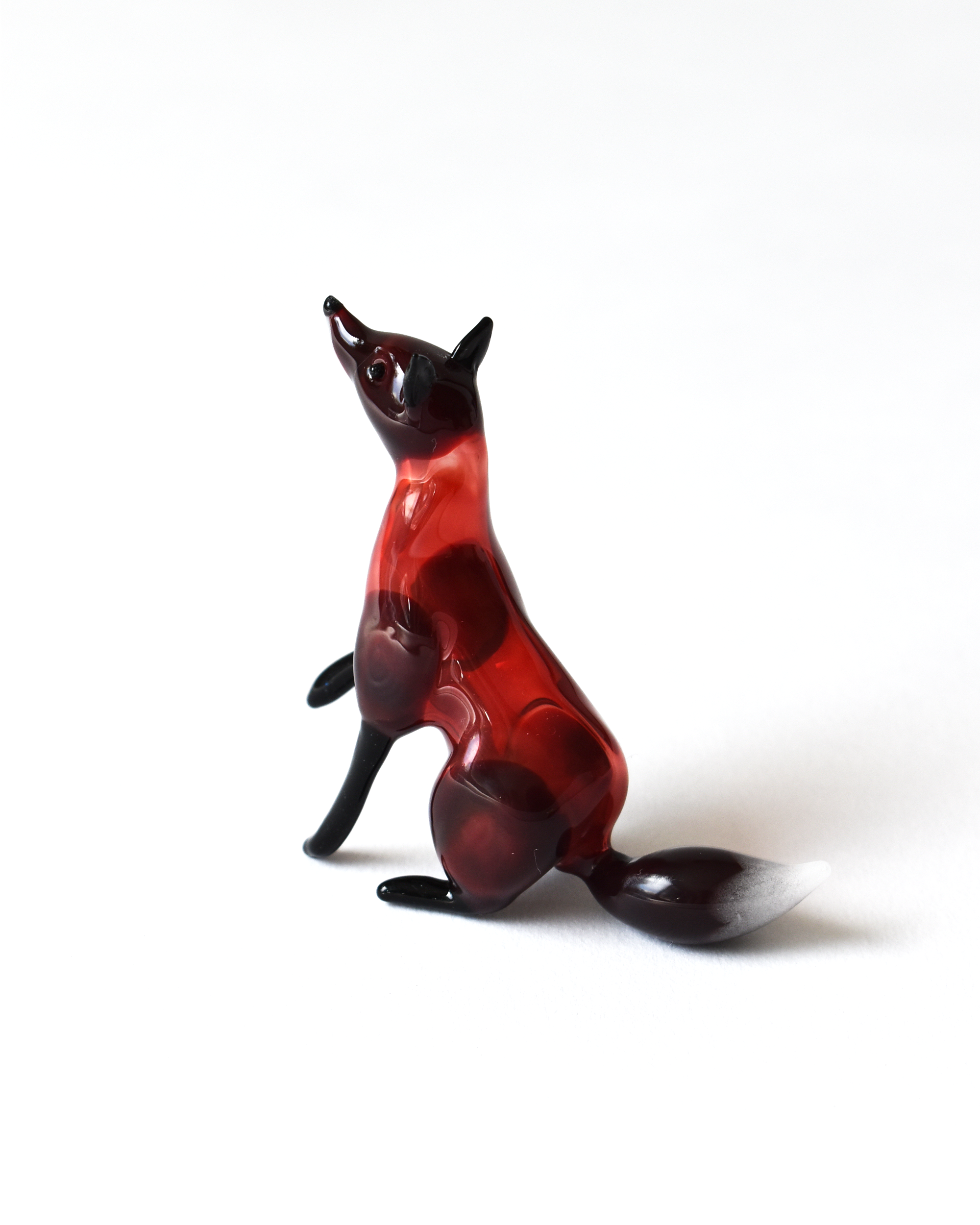 Little Sitting Fox Glass Sculpture
